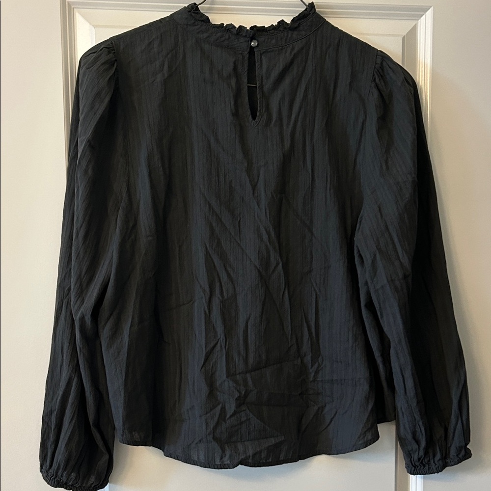 a.n.a Elegant Charcoal Long Sleeve Blouse - Picture 4 of 9